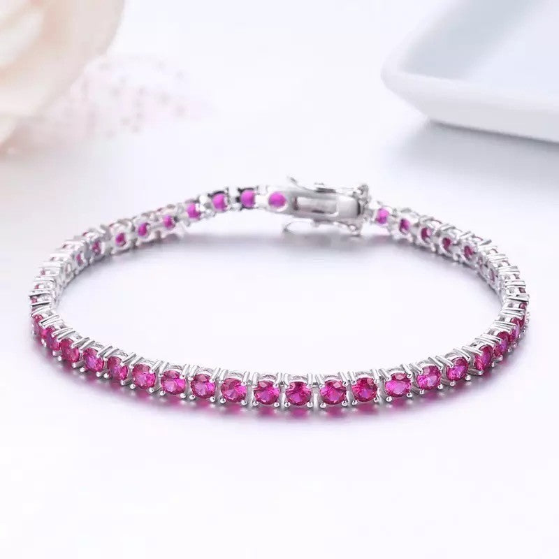 Bratara tennis argint 925 rodiat cu diamante CZ ciclame 0,3 cm Bratara Lasardo Gioielli
