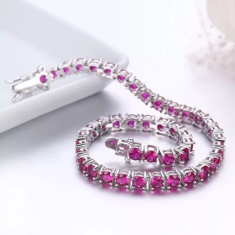 Bratara tennis argint 925 rodiat cu diamante CZ ciclame 0,3 cm Bratara Lasardo Gioielli