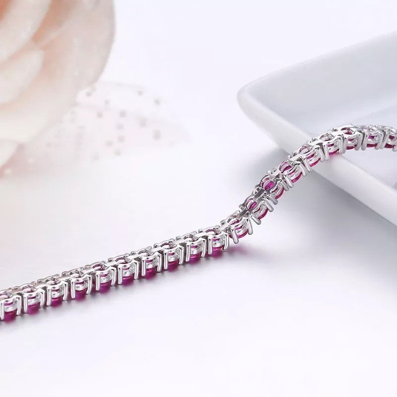 Bratara tennis argint 925 rodiat cu diamante CZ ciclame 0,3 cm Bratara Lasardo Gioielli