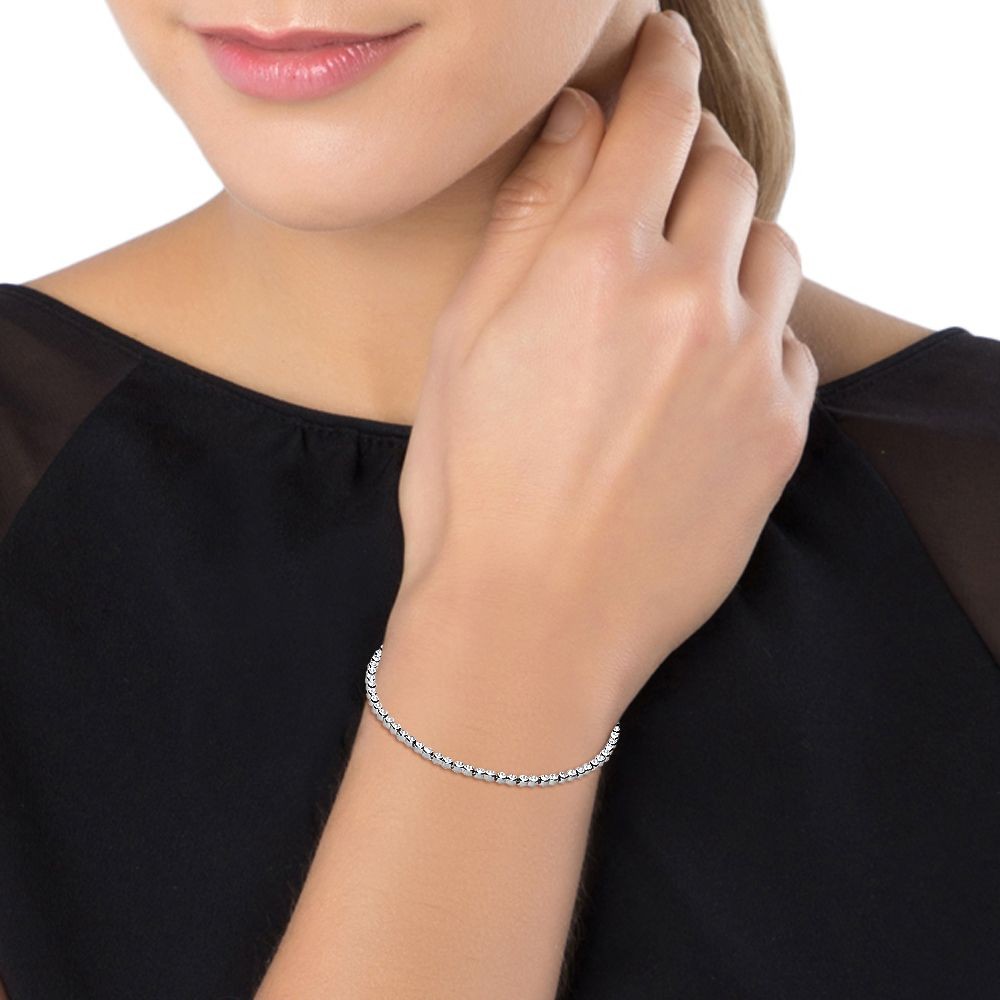 Bratara Tennis Argint 925 Rodiat 0.2 cm cu Diamante CZ Albe Cipollina Cut Bratara Lasardo Gioielli