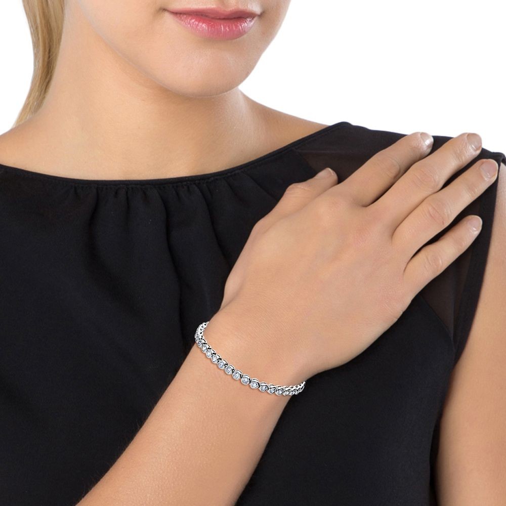 Bratara Tennis Argint 925 Rodiat 0.4 cm cu Diamante CZ Cipollina Cut Bratara Lasardo Gioielli