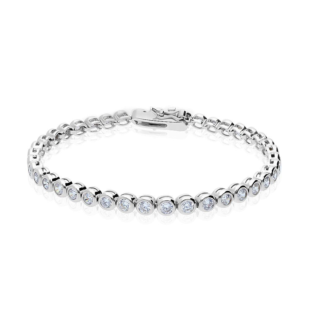 Bratara Tennis Argint 925 Rodiat 0.4 cm cu Diamante CZ Cipollina Cut Bratara Lasardo Gioielli