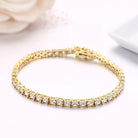 Bratara Tennis Argint 925 Rodiat Auriu 0.3 cm cu Diamante Cubic Zirconia Albe Round Cut Bratara Lasardo Gioielli