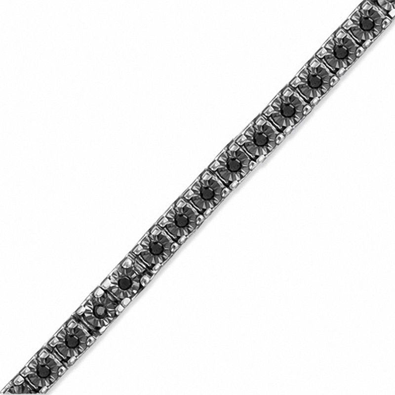 Bratara Tennis Argint 925 Rodiat Negru 0.3 cm cu Diamante CZ Negre Round Cut Bratara Lasardo Gioielli