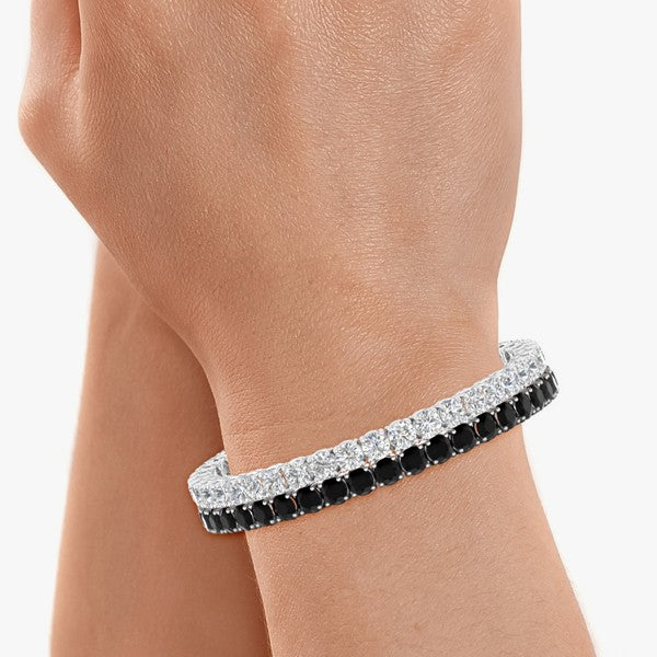 Bratara Tennis Argint 925 Rodiat Negru 0.3 cm cu Diamante CZ Negre Round Cut Bratara Lasardo Gioielli
