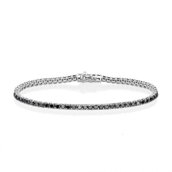 Bratara Tennis Argint 925 Rodiat 0.2 cm cu Diamante CZ Negre Round Cut Bratara Lasardo Gioielli