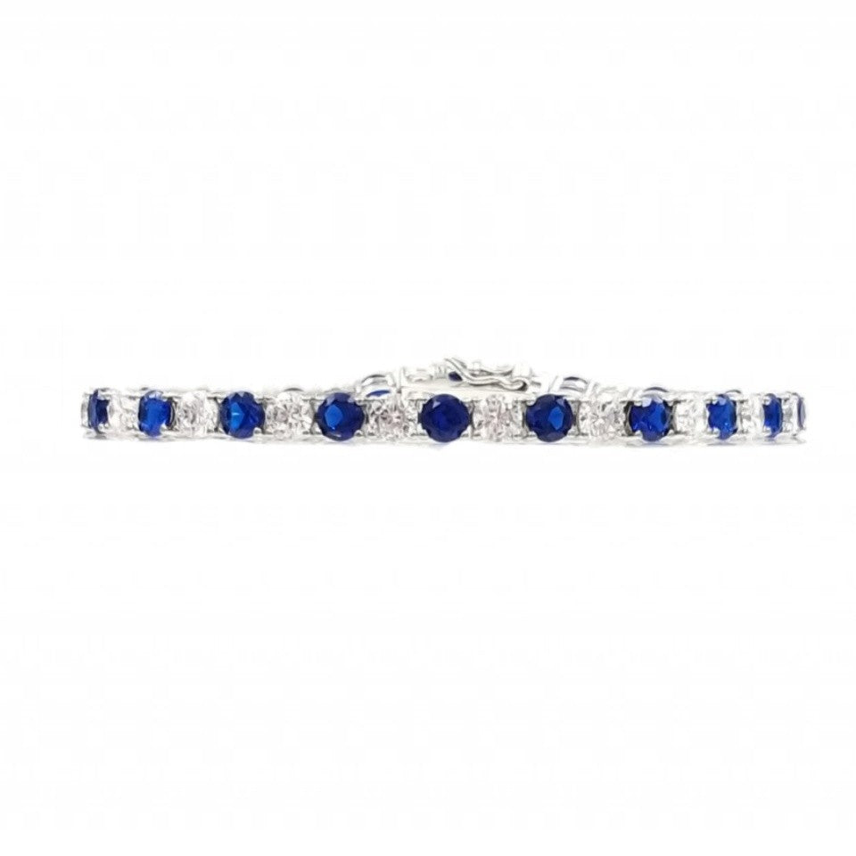 Bratara Tennis din Argint 925 Rodiat 0.3 cm cu Diamante CZ Albe si Albastre Bratara Lasardo Gioielli