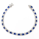 Bratara Tennis din Argint 925 Rodiat 0.3 cm cu Diamante CZ Albe si Albastre Bratara Lasardo Gioielli