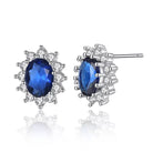Cercei argint 925 cu safir si diamante CZ Cercei Lasardo Gioielli