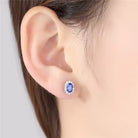 Cercei argint 925 cu safir si diamante CZ Cercei Lasardo Gioielli