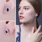Cercei argint 925 cu safir si diamante CZ Cercei Lasardo Gioielli