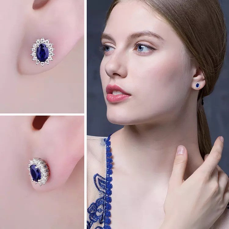 Cercei argint 925 cu safir si diamante CZ Cercei Lasardo Gioielli