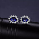 Cercei argint 925 cu safir si diamante CZ Cercei Lasardo Gioielli