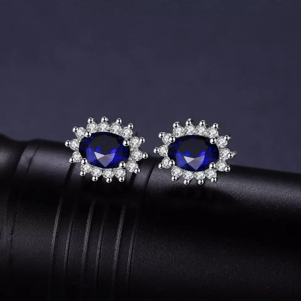 Cercei argint 925 cu safir si diamante CZ Cercei Lasardo Gioielli