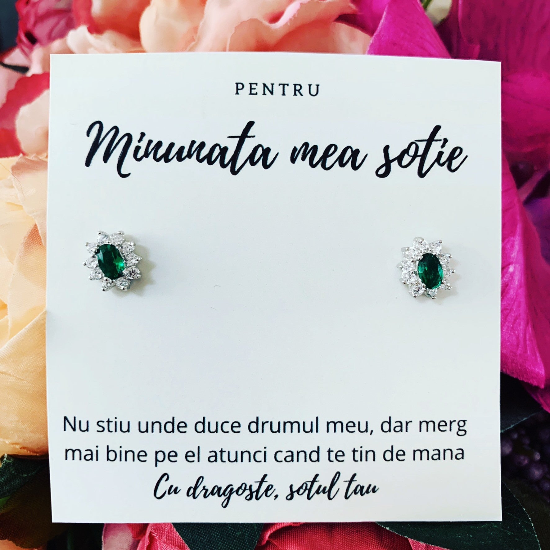 cercei argint piatra verde