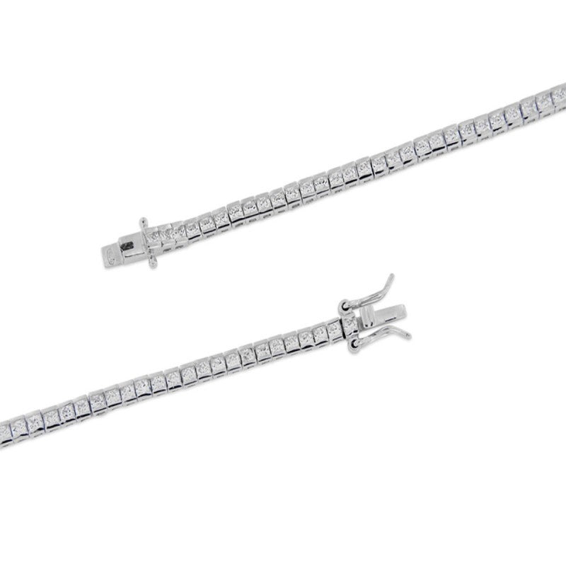 Bratara Tennis Argint 925 Rodiat 0.3 cu Diamante CZ Albe Princess Cut Bratara Lasardo Gioielli