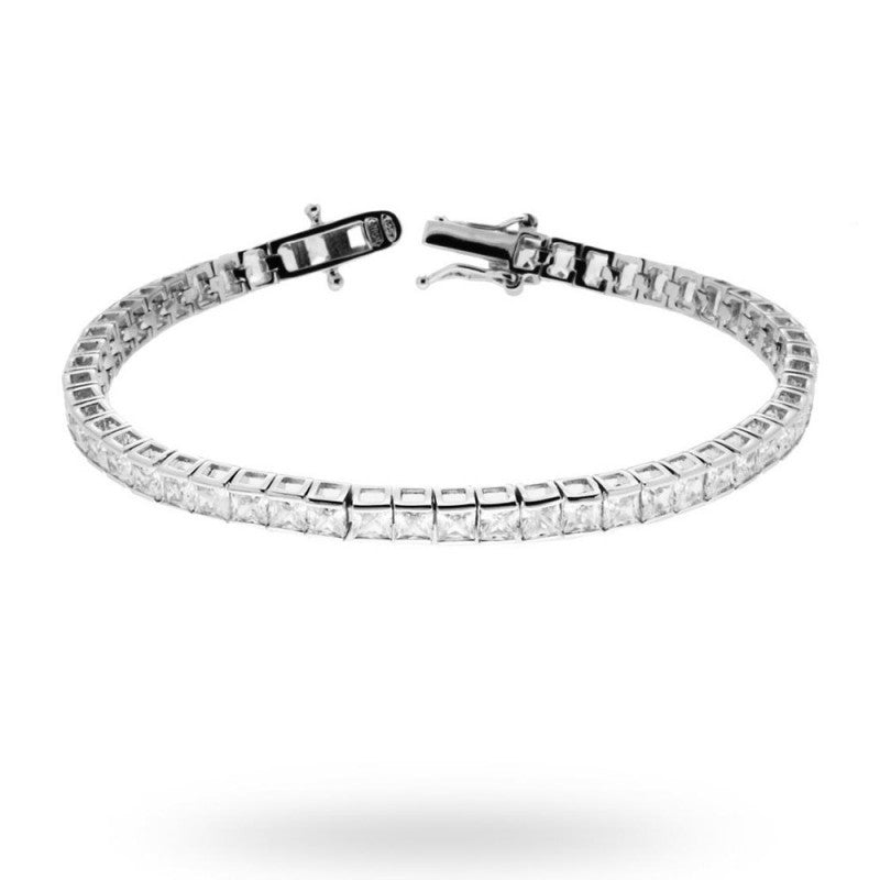 Bratara Tennis Argint 925 Rodiat 0.3 cu Diamante CZ Albe Princess Cut Bratara Lasardo Gioielli