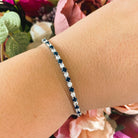 Bratara Tennis din Argint 925 Rodiat 0.3 cm cu Diamante CZ Albe si Albastre Bratara Lasardo Gioielli