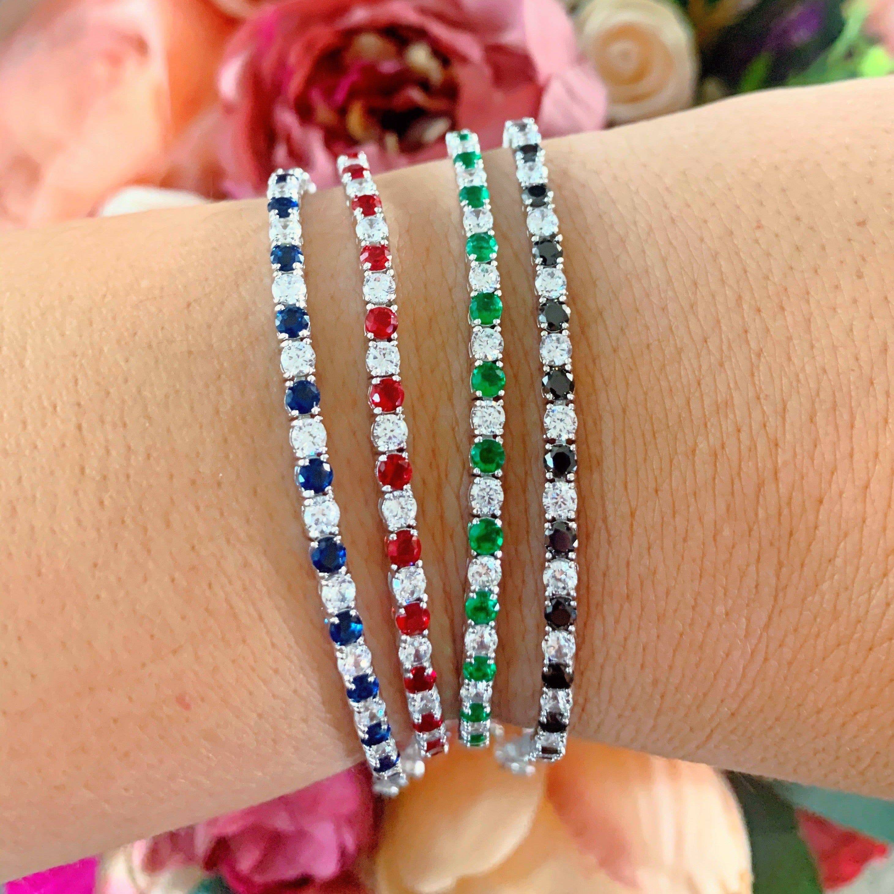 Bratara Tennis din Argint 925 Rodiat 0.3 cm cu Diamante Cubic Zirconia Albe si Rosii Bratara Lasardo Gioielli