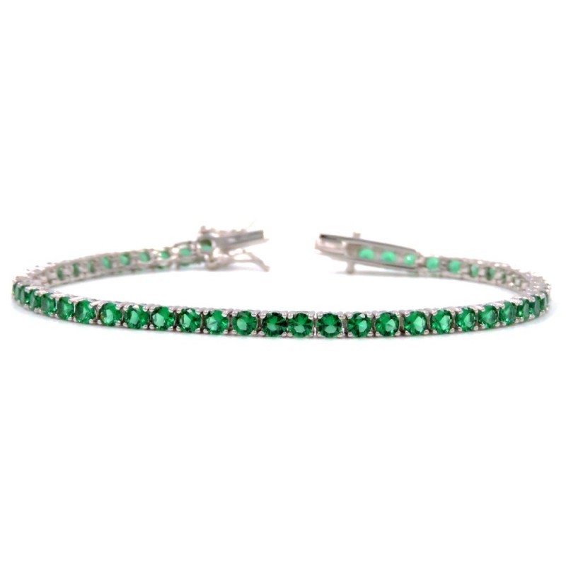 Bratara Tennis din Argint 925 Rodiat 0.3 cm cu Smaralde CZ Bratara Lasardo Gioielli