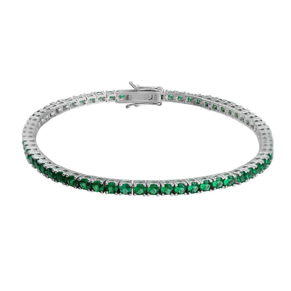 Bratara Tennis din Argint 925 Rodiat 0.3 cm cu Smaralde CZ Bratara Lasardo Gioielli