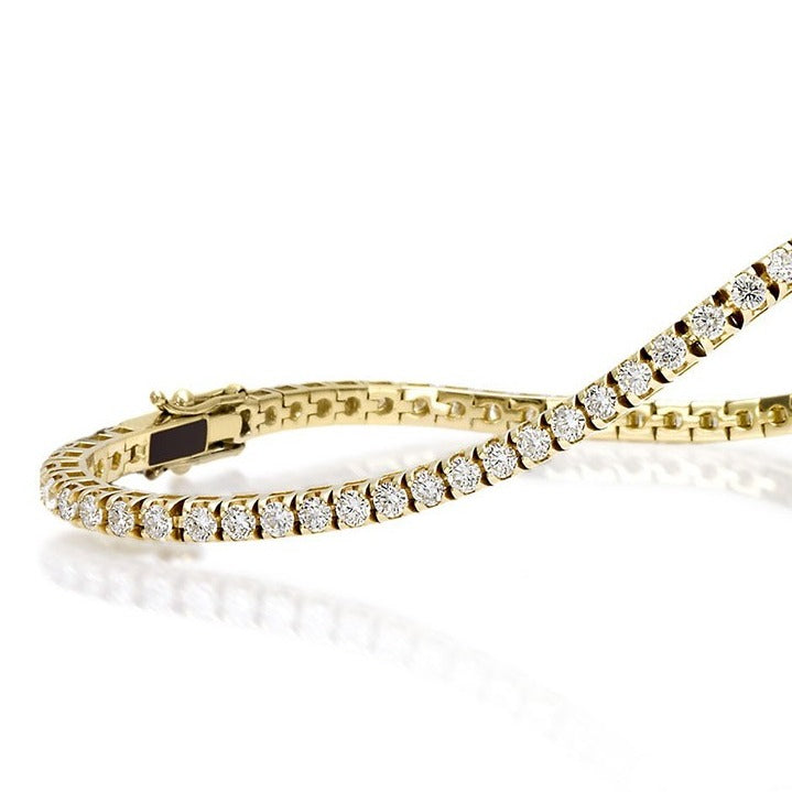 Bratara Tennis Argint 925 Rodiat Auriu 2mm cu Diamante CZ Albe Round Cut Bratara Lasardo Gioielli