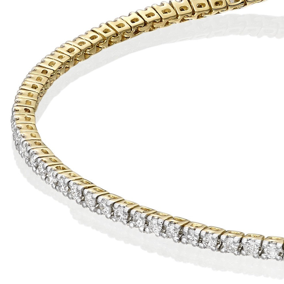 Bratara Tennis Argint 925 Rodiat Auriu 2mm cu Diamante CZ Albe Round Cut Bratara Lasardo Gioielli