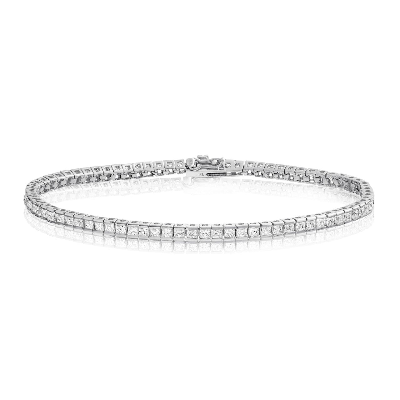 Bratara Tennis din Argint 925 Rodiat 0,2 cm cu Diamante CZ Albe Princess Cut Bratara Lasardo Gioielli