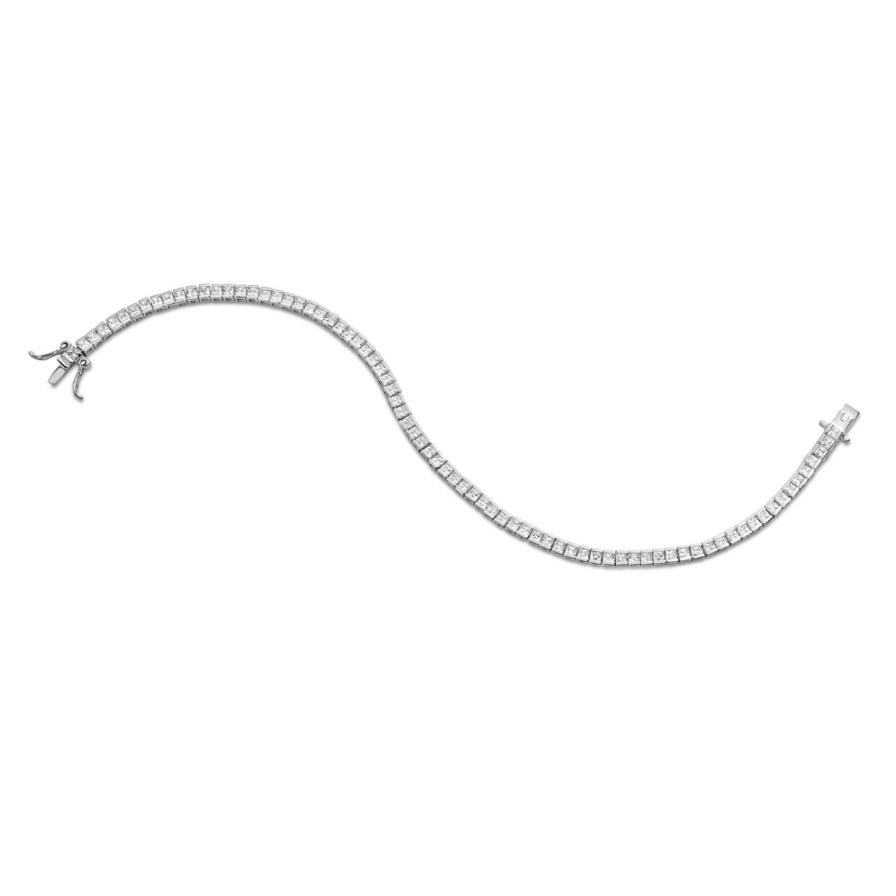 Bratara Tennis din Argint 925 Rodiat 0,2 cm cu Diamante CZ Albe Princess Cut Bratara Lasardo Gioielli