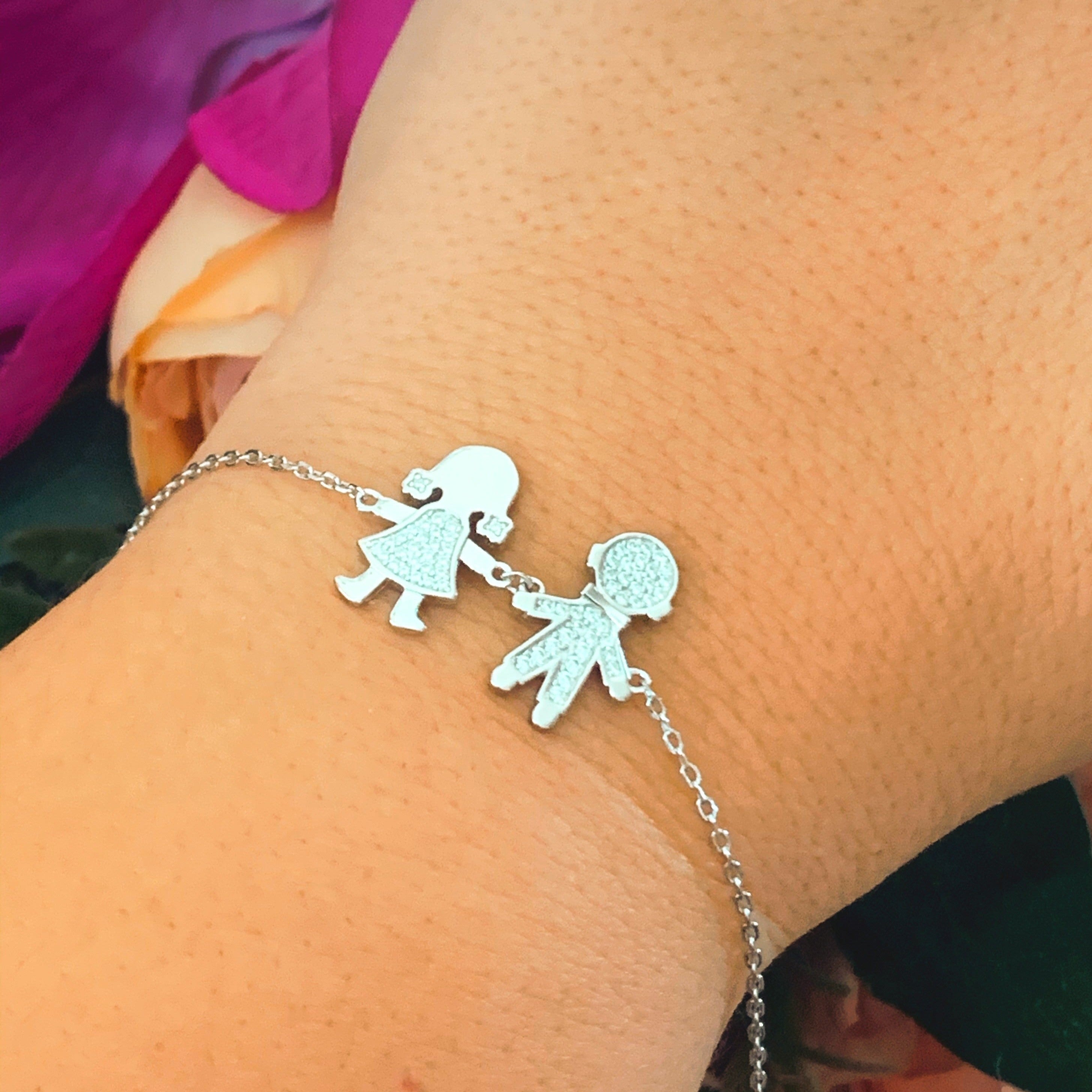 Bratara argint 925 rodiat cu charms-uri baiat si fata Bratara Lasardo Gioielli