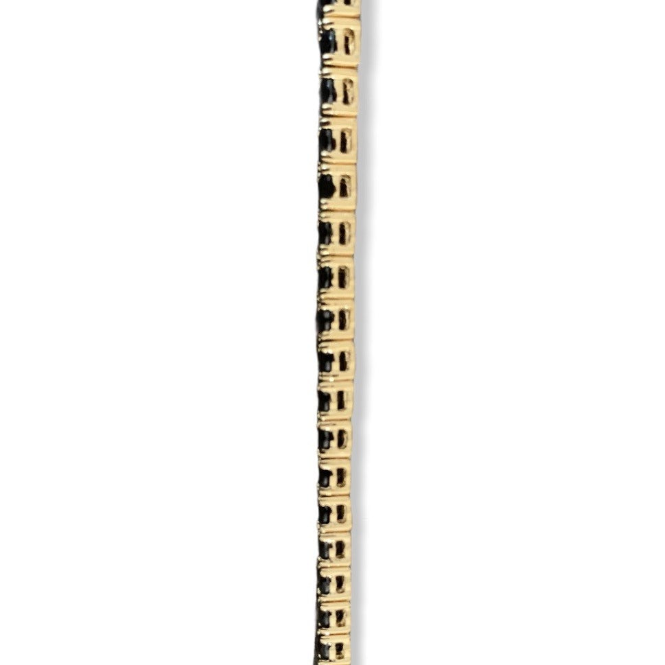 Bratara Tennis Argint 925 Rodiat Auriu 3 mm cu Diamante CZ Negre Bratara Lasardo Gioielli