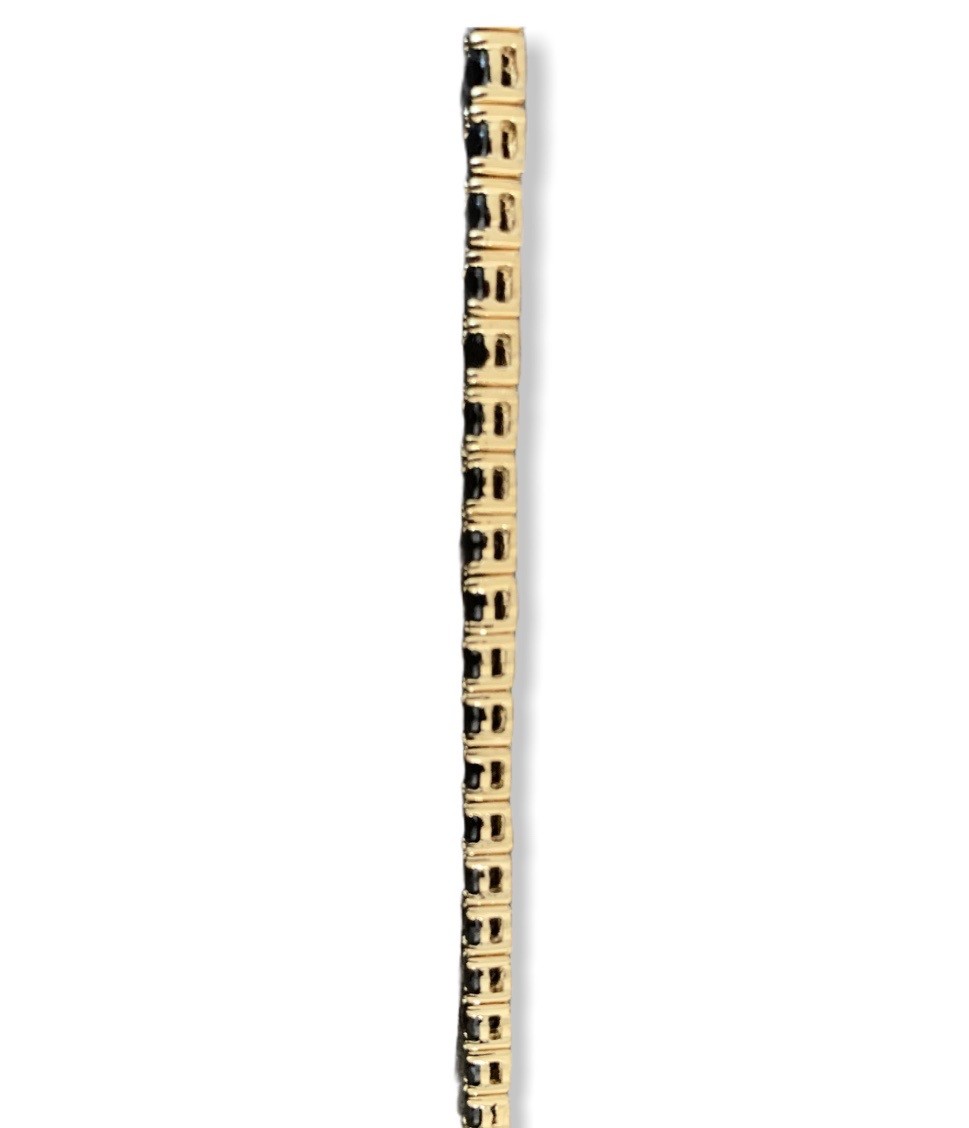 Bratara Tennis Argint 925 Rodiat Auriu 3 mm cu Diamante CZ Negre Bratara Lasardo Gioielli