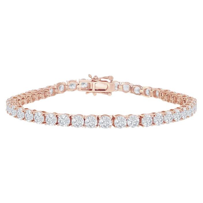 Bratara Tennis Argint 925 Rodiat Rose Gold 0.3 cm cu Diamante Cubic Zirconia Albe Round Cut Bratara Lasardo Gioielli