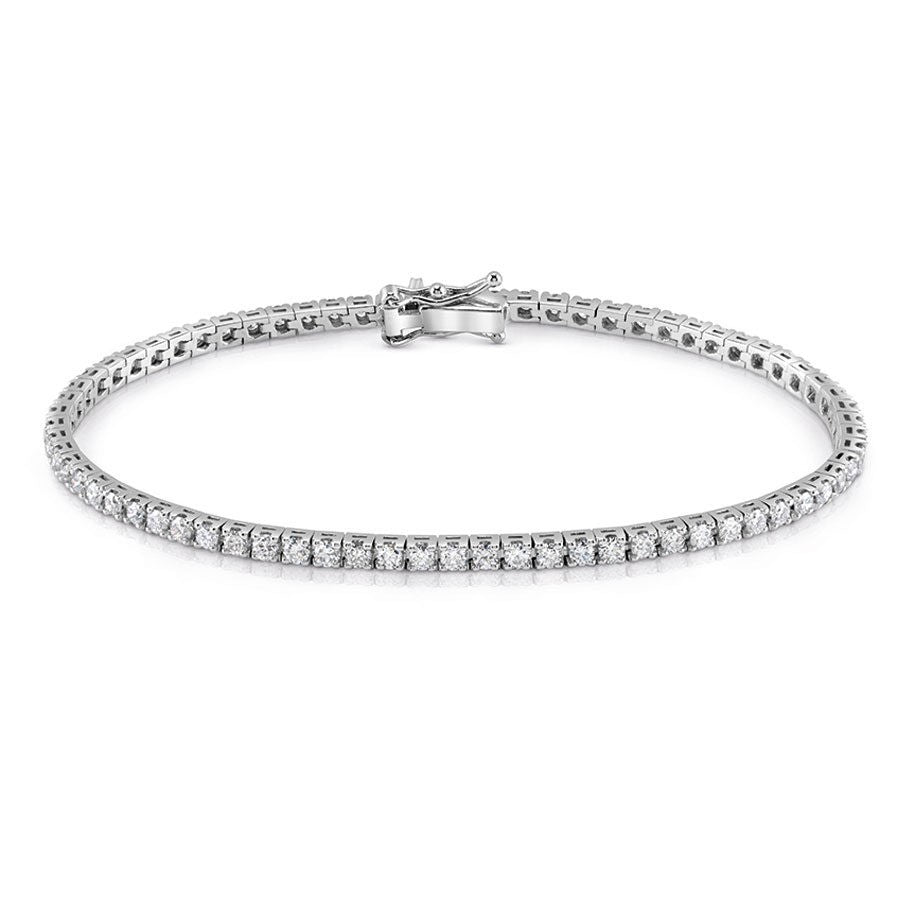 Bratara Tennis Argint 925 Rodiat Argintiu 0.2 cm cu Diamante CZ Albe Round Cut Bratara Lasardo Gioielli