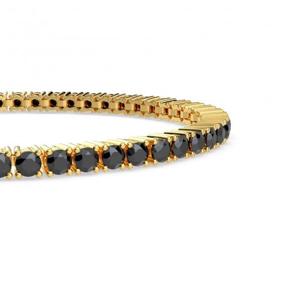Bratara Tennis Argint 925 Rodiat Auriu 3 mm cu Diamante CZ Negre Bratara Lasardo Gioielli
