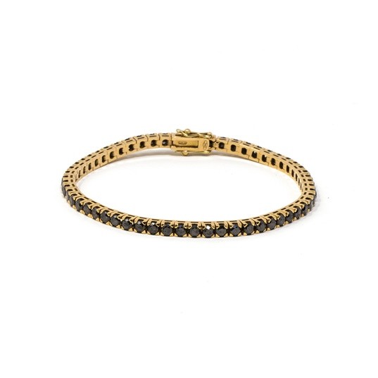 Bratara Tennis Argint 925 Rodiat Auriu 3 mm cu Diamante CZ Negre Bratara Lasardo Gioielli