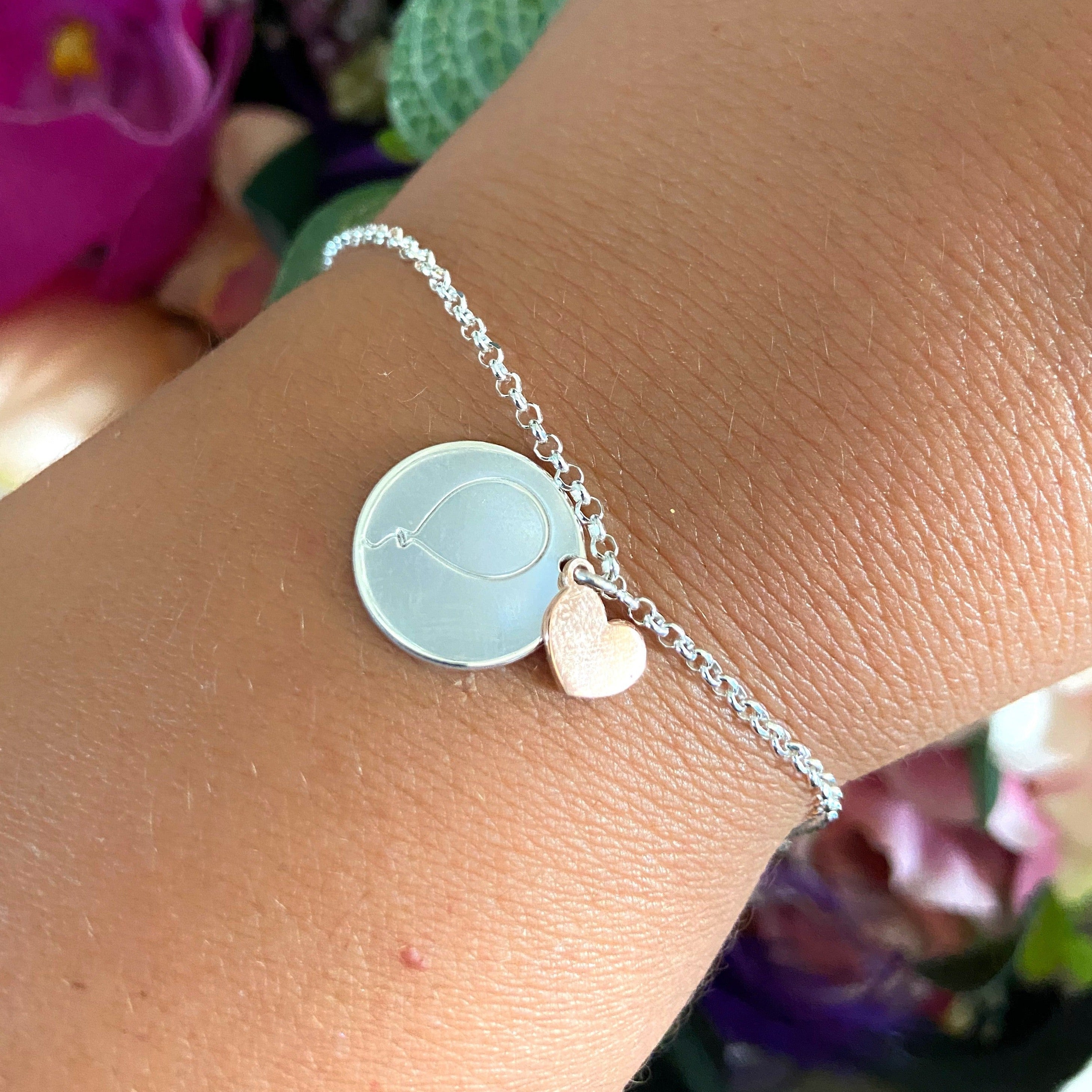 Bratara pentru fetite din argint 925 rodiat cu pandantive banut cu balon si inima rose gold Bratara Lasardo Gioielli