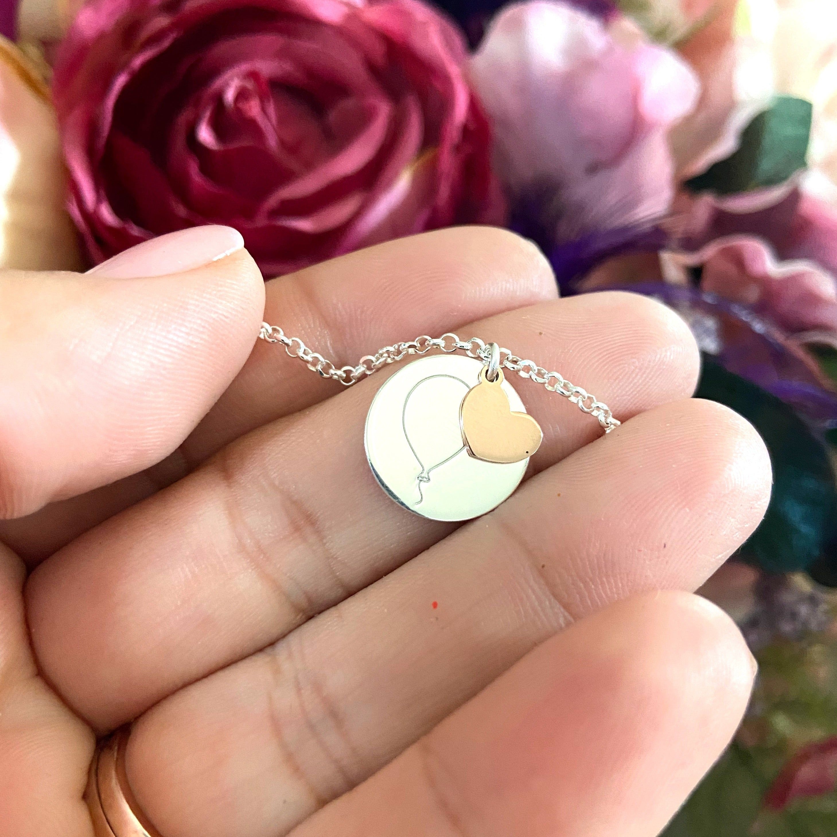 Bratara pentru fetite din argint 925 rodiat cu pandantive banut cu balon si inima rose gold Bratara Lasardo Gioielli