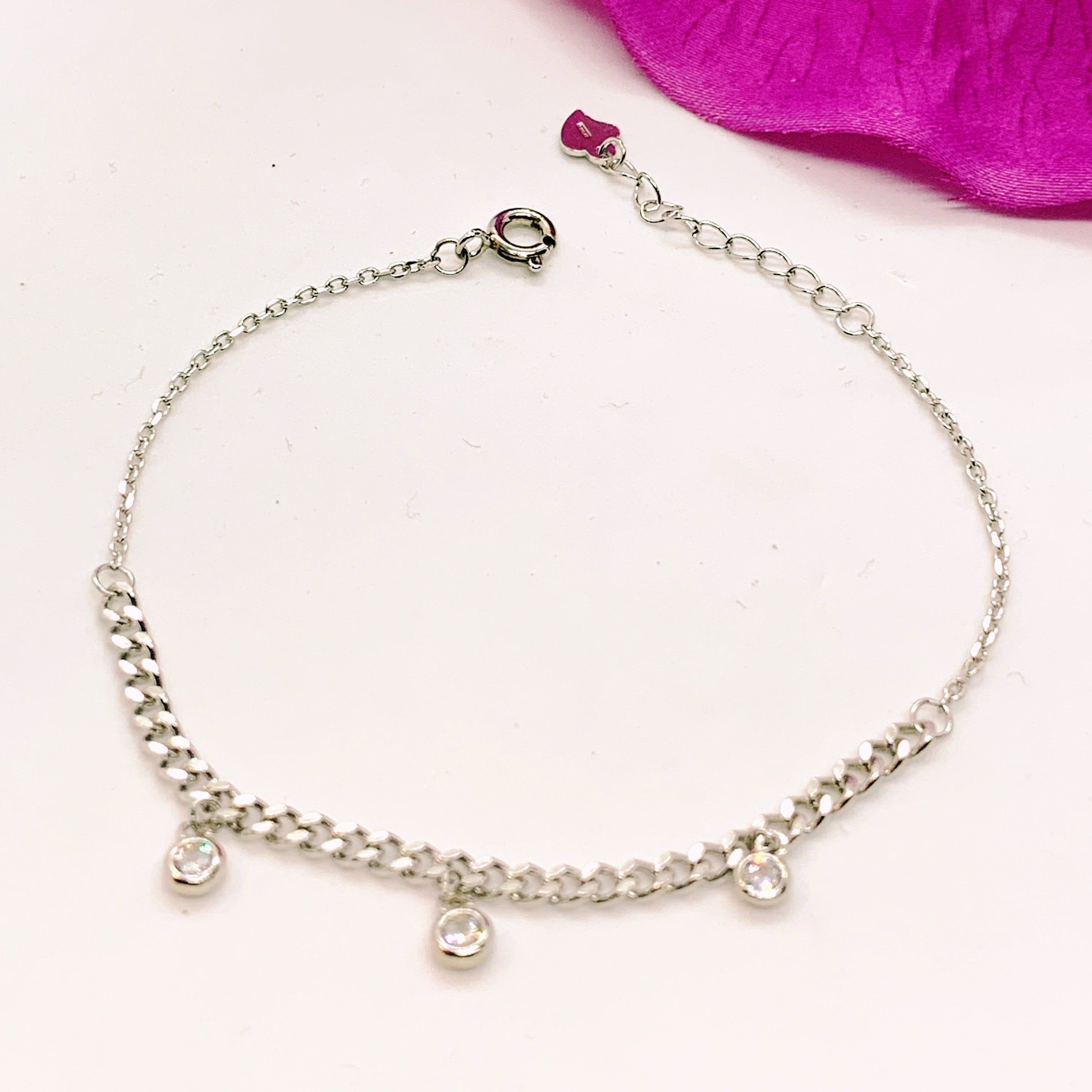 Bratara din argint 925 rodiat cu 3 charms-uri punto luce Bratara Lasardo Gioielli