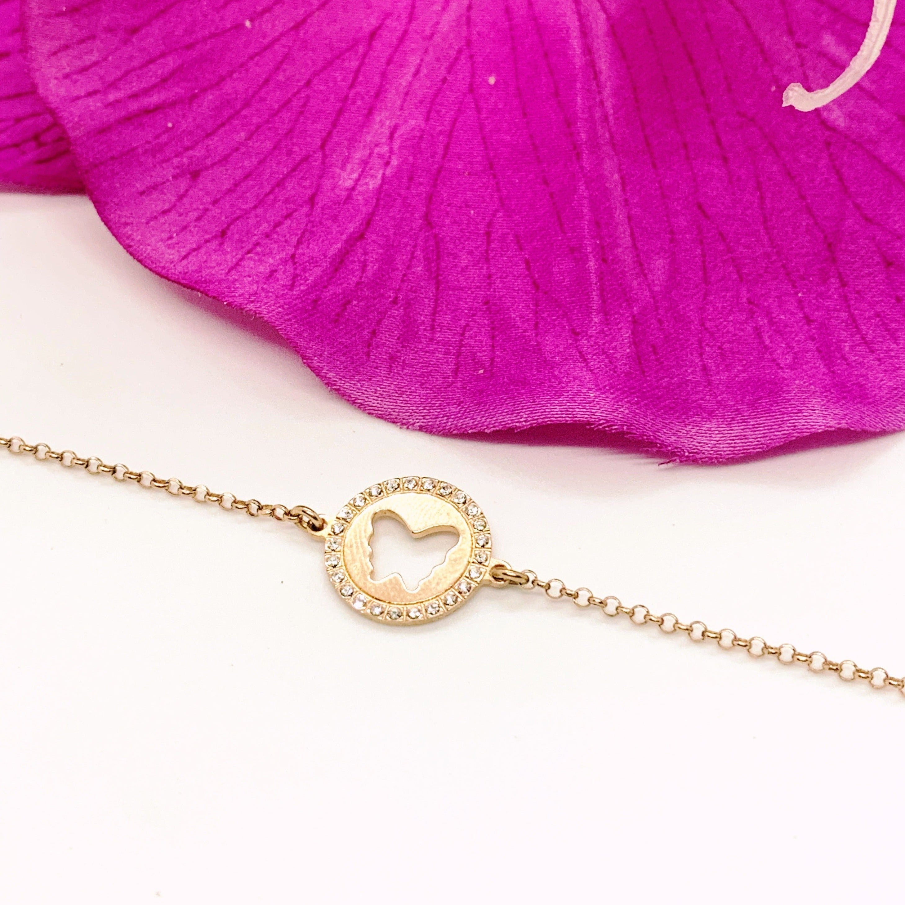 Bratara din argint 925 rodiat rose gold cu pandantiv fluture Bratara Lasardo Gioielli