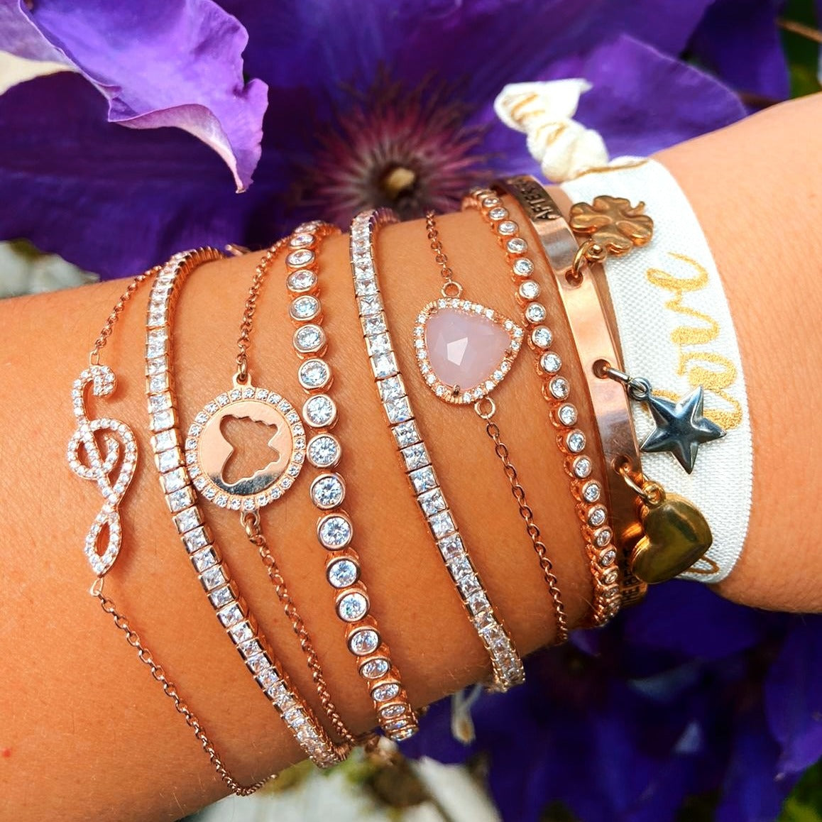 Bratara din argint 925 rodiat rose gold cu pandantiv fluture Bratara Lasardo Gioielli