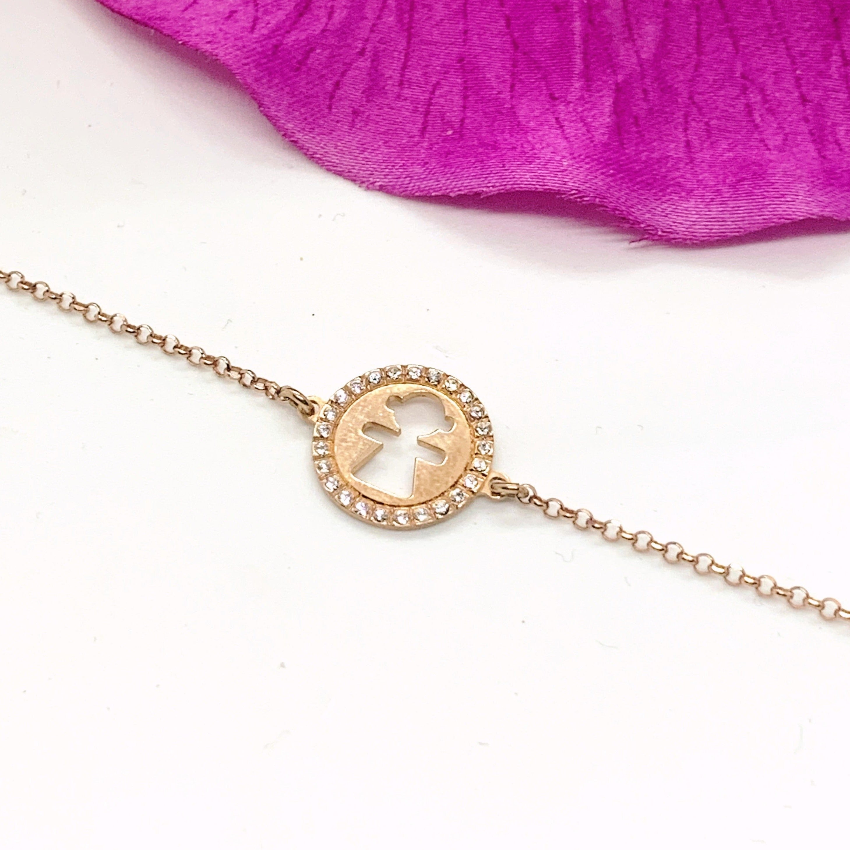 Bratara din argint 925 rodiat rose gold cu banut fetita Bratara Lasardo Gioielli