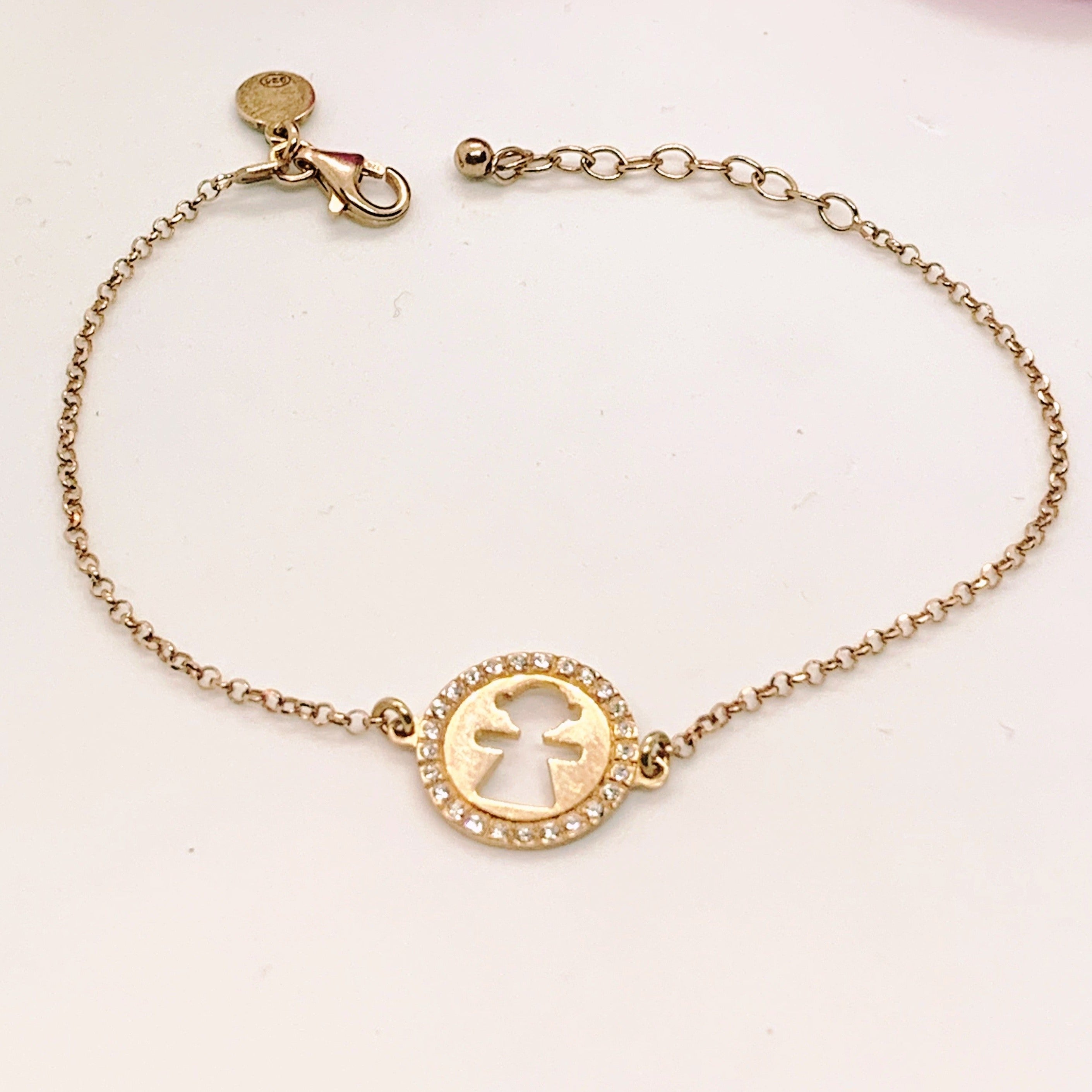 Bratara din argint 925 rodiat rose gold cu banut fetita Bratara Lasardo Gioielli