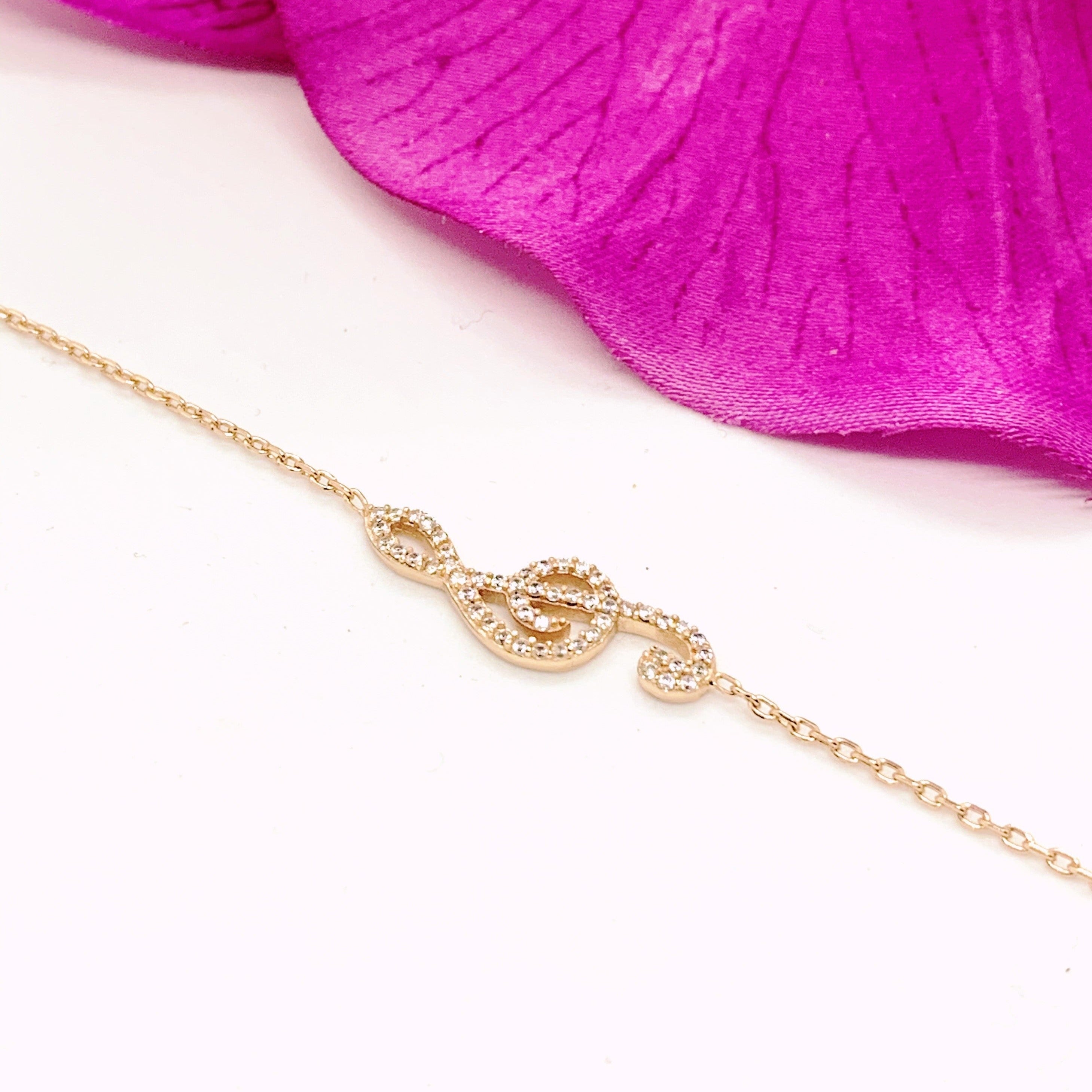 Bratara din argint 925 rodiat rose gold cu cheia sol Bratara Lasardo Gioielli