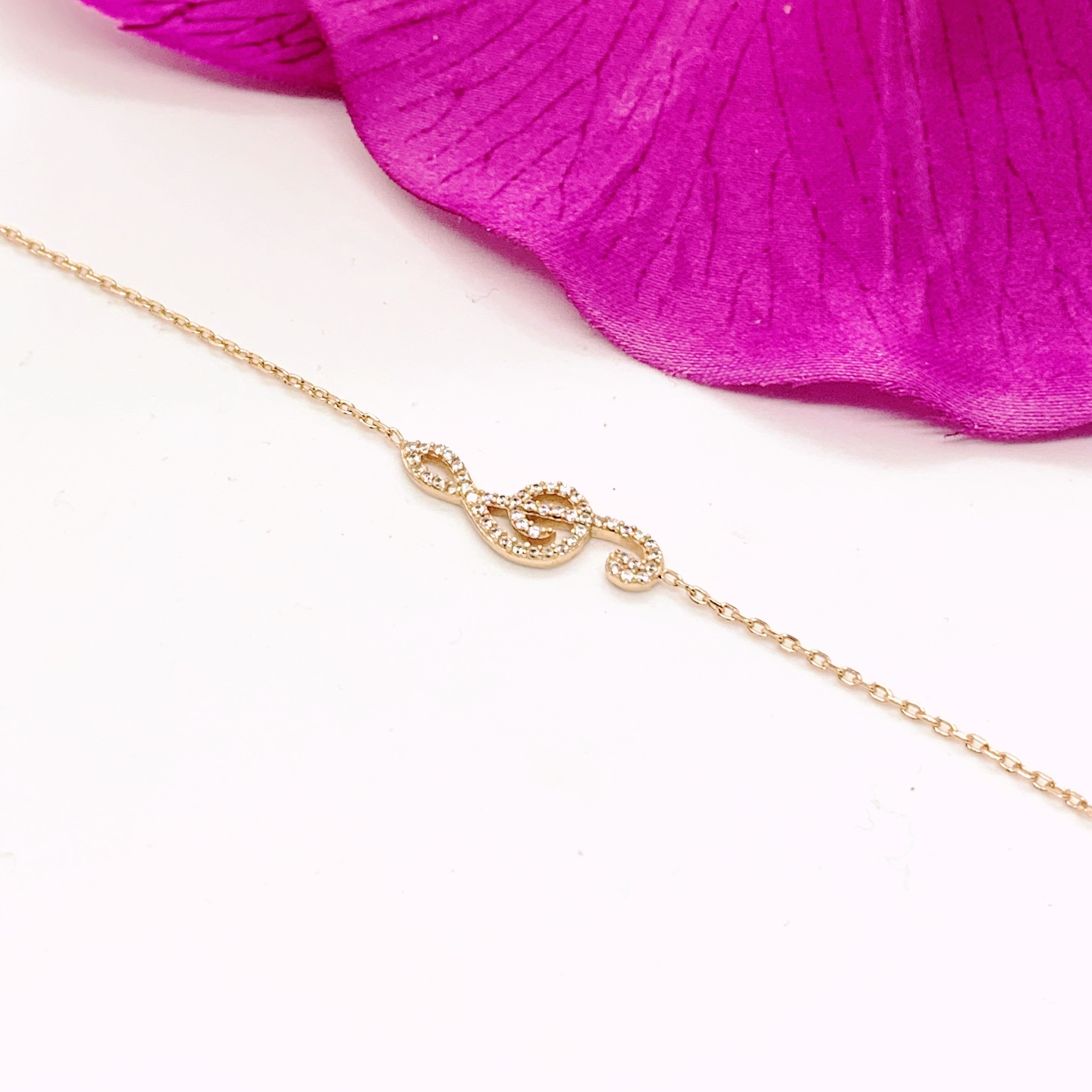 Bratara din argint 925 rodiat rose gold cu cheia sol Bratara Lasardo Gioielli