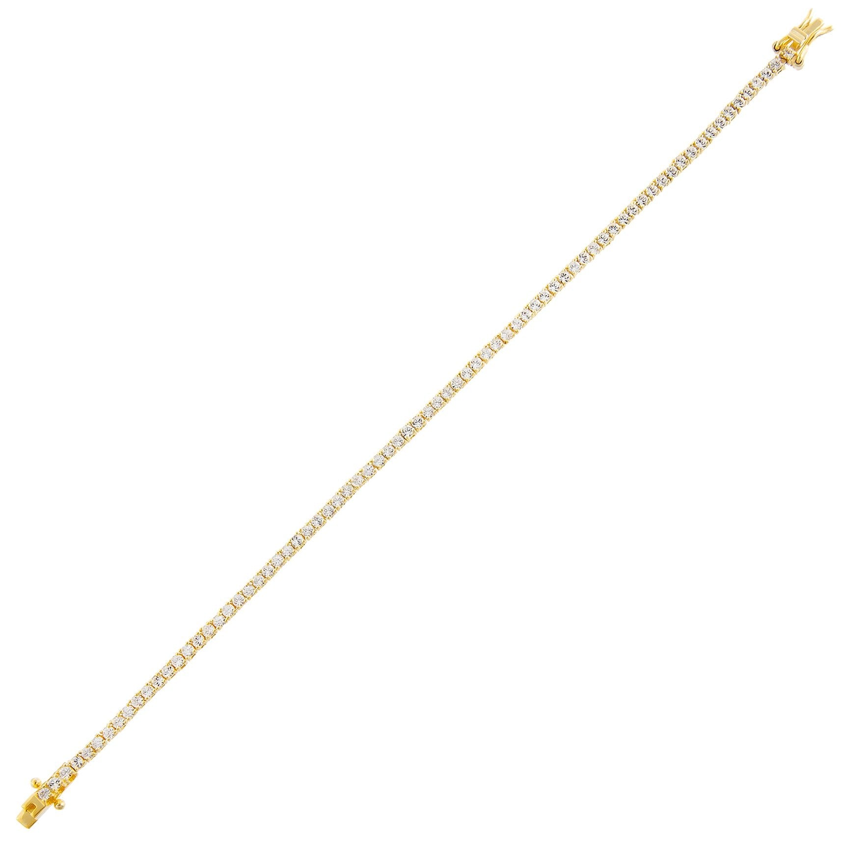 Bratara Tennis Argint 925 Rodiat Auriu 2mm cu Diamante CZ Albe Round Cut Bratara Lasardo Gioielli