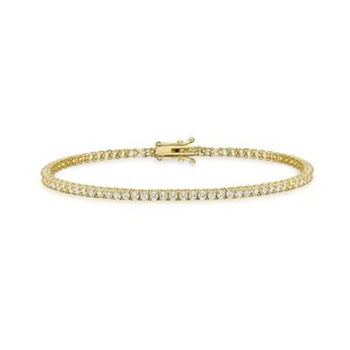 Bratara Tennis Argint 925 Rodiat Auriu 2mm cu Diamante CZ Albe Round Cut Bratara Lasardo Gioielli