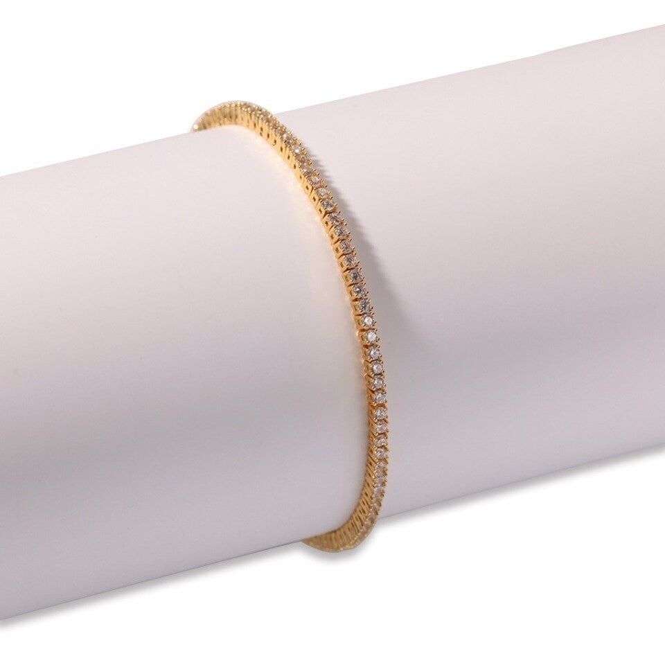 Bratara Tennis Argint 925 Rodiat Auriu 2mm cu Diamante CZ Albe Round Cut Bratara Lasardo Gioielli