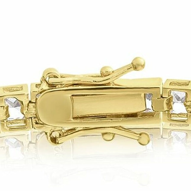 Bratara Tennis Argint 925 Rodiat Auriu 0.4 cm cu Diamante Cubic Zirconia Albe Princess Cut Bratara Lasardo Gioielli