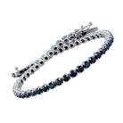 Bratara Tennis Argint 925 Rodiat Argintiu 0.3 cm cu Diamante CZ Negre Round Cut Bratara Lasardo Gioielli